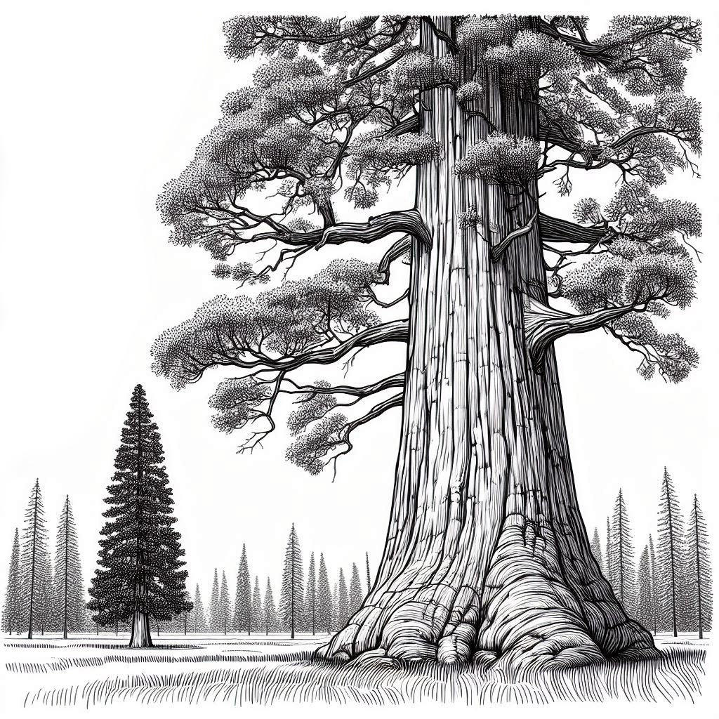 a sequoia tree drawing